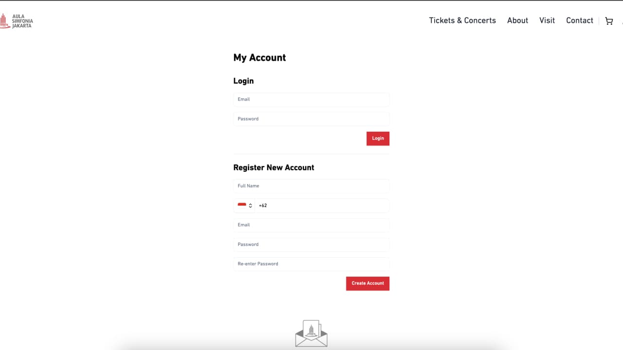Account page with sign-in and registration forms.