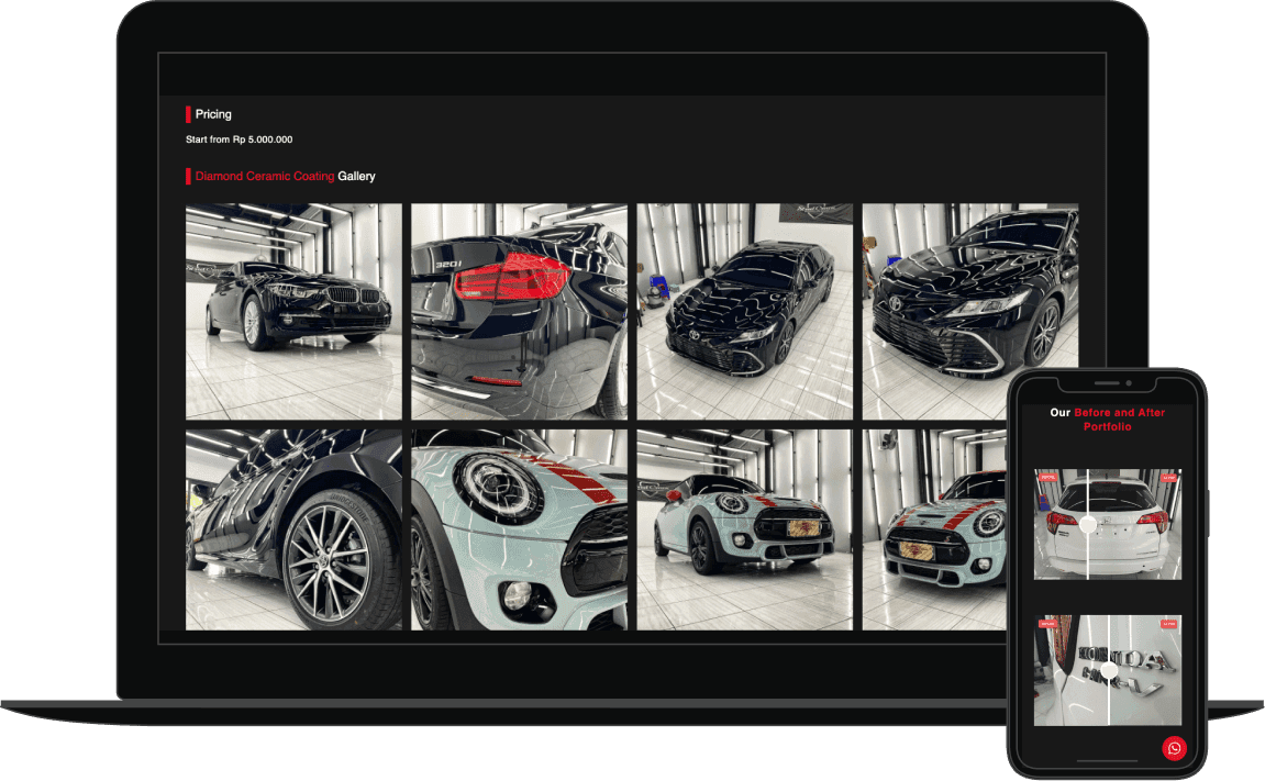 The StreetCrown site on a laptop, with the gallery on a phone.